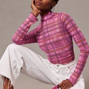 Pilcro Plaid Turtleneck Top